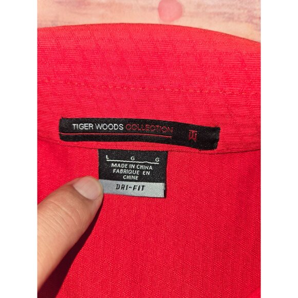 Tiger Woods Collection Nike Red Polo Shirt Large Dri-Fit Short Sleeve - Picture 5 of 8
